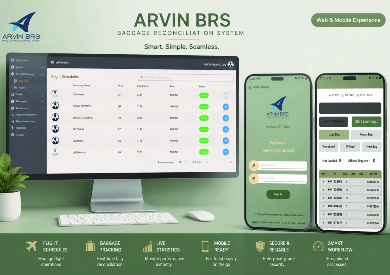 Arvin BRS web console and mobile scanning screens